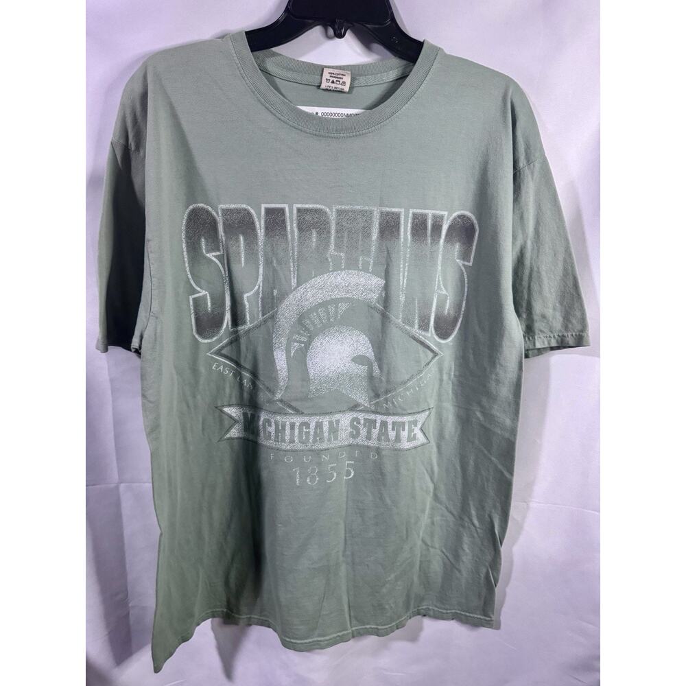 Michigan State Spartans T-Shirt Large Agave Green Blue 84 Cotton Mens Large